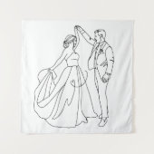 永遠のダンス - ミニマリストの結婚式のラインアート タペストリー (正面)