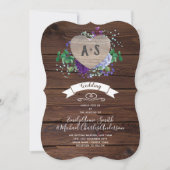 永遠のハートウェディング素朴招待青い花 招待状 (正面)