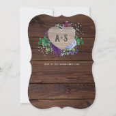 永遠のハートウェディング素朴招待青い花 招待状 (裏面)