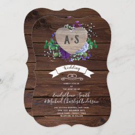 永遠のハートウェディング素朴招待青い花 招待状