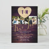 永遠のハート素朴写真コラージュの結婚式の招待 招待状 (スタンド正面)