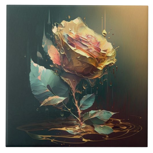 永遠のバラ – 繊細で優雅なフローラアート タイル (正面)