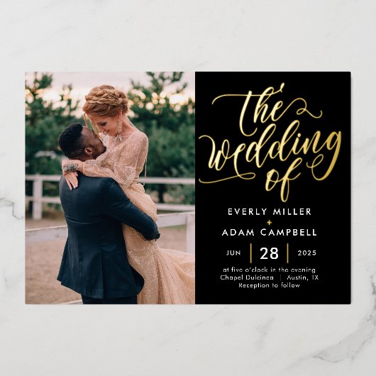 永遠のブリス実在ホイルフォト結婚式招待状F 箔招待状 (正面)