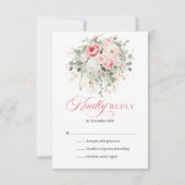 永遠のブロッシュバラグリーンゴールド結婚式RSVP 出欠カード (正面)