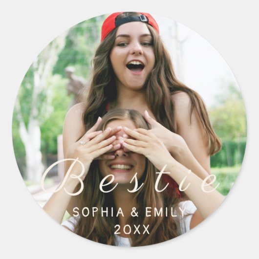 永遠のベストフレンド - オリジナル写真＆名前ステッカー ラウンドシール (正面)