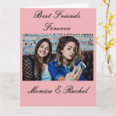 永遠のベストフレンド カスタム写真と名前 ピンク カード (黄色い花)