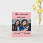 永遠のベストフレンド カスタム写真と名前 ピンク カード (黄色い花)