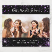 永遠のベストフレンド フォト ブラック パープル グリッター スパークリングワインラベル (シングルラベル)