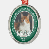 永遠のホーム 初めてのクリスマス 猫の写真と名前 メタルオーナメント (左)