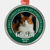 永遠のホーム 初めてのクリスマス 猫の写真と名前 メタルオーナメント (正面)