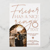 永遠のリング フォト アーチ 婚約 白 箔招待状 (正面)