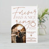 永遠のリング フォト アーチ 婚約 白 箔招待状 (立ち正面)