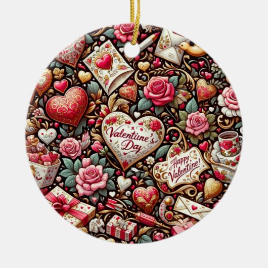 永遠のロマンスクラシック:バレンタインデー セラミックオーナメント (正面)