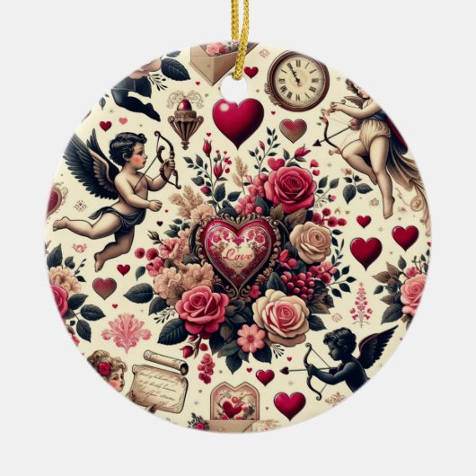 永遠のロマンスクラシック:バレンタインデー セラミックオーナメント (正面)