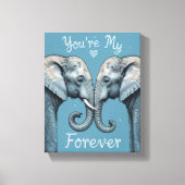 永遠のロマンチックな象の愛のアート キャンバスプリント (正面)