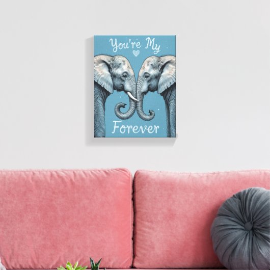 永遠のロマンチックな象の愛のアート キャンバスプリント (インサイチュ (リビング))