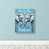 永遠のロマンチックな象の愛のアート キャンバスプリント (インサイチュ (ウッドフロア))