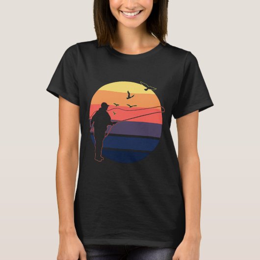 永遠のヴィンテージ フィッシング シーン デザイン Tシャツ (正面)
