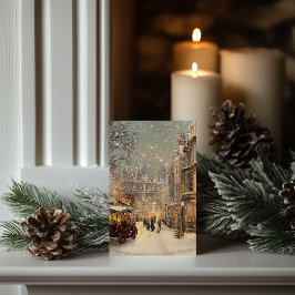 永遠のヴィンテージ ロンドン 雪のクリスマスクラシック カード
