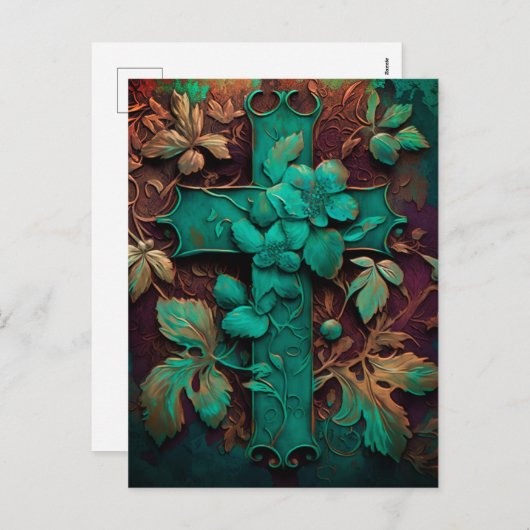 永遠の信仰 – 永遠のヴェルディグリスクロスホリデー シーズンポストカード (正面/裏面)