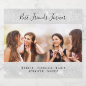 永遠の友達 フォト シルバー グリッター 名前 スパークリングワインラベル (シングルラベル)