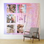 永遠の友達 ブッシュピンク 紫色のドリップ写真 タペストリー (インサイチュ(横))