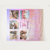 永遠の友達 ブッシュピンク 紫色のドリップ写真 タペストリー (正面(横))