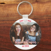 永遠の友 |写真の名前と日付のアップロード キーホルダー (正面)