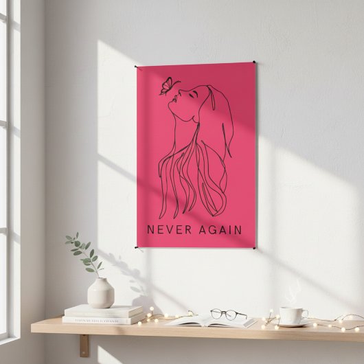 永遠の反射：蝶と女性のラインアート ポスター