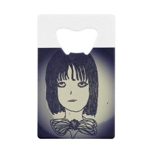 永遠の土地の女の子マンガアニメスケッチ クレジットカード栓抜き (正面)