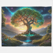 永遠の多様性：生命の不思議な木 フリースブランケット (正面(横))