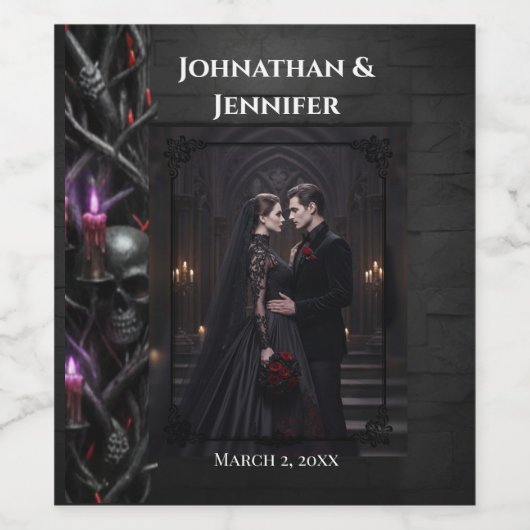 永遠の夜 ゴシック ヴァンパイア ウェディング ダーク ロマンス ワインラベル (シングルラベル)