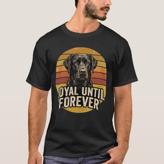 永遠の忠誠 ブラックラブラドール ヴィンテージ 犬 愛好家 Tシャツ (正面)