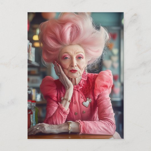 永遠の恵みのキスをピンクで表現 ポストカード (正面)