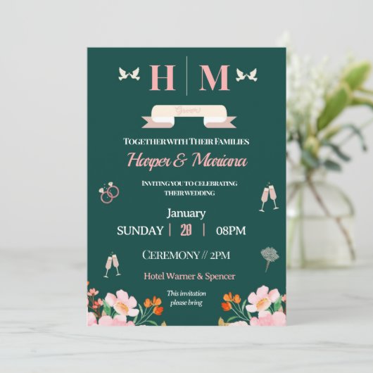 永遠の愛が私たちの結婚式招待状を発表 招待状 (スタンド正面)