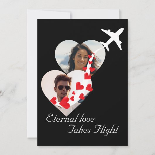 永遠の愛のカップル、写真、ロマンチック結婚、 招待状 (正面)