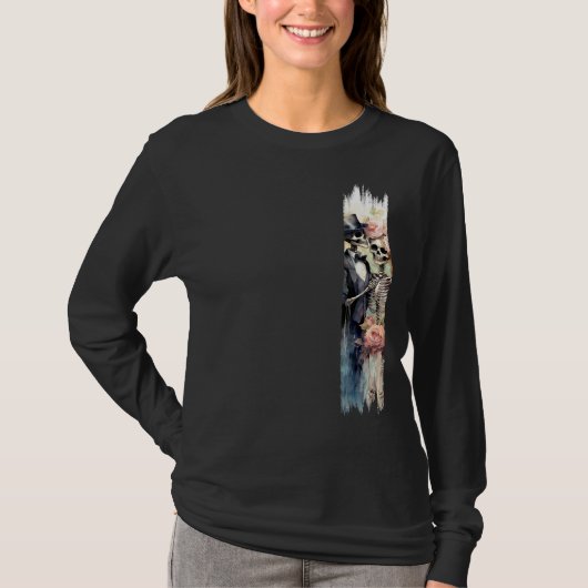 永遠の愛のスケルトンのブラシストローク絵を描 Tシャツ (正面)