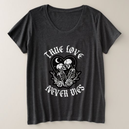 永遠の愛のスケルトンカップル プラスサイズTシャツ (デザイン正面)