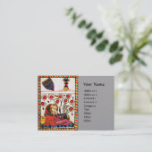 永遠の愛のモノグラム、恋人たちの赤いバラのグレー紙 名刺 (スタンド正面)