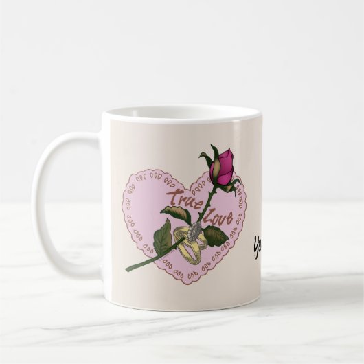 永遠の愛の指輪 薔薇 ウェディングマグ コーヒーマグカップ (左)