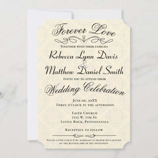 永遠の愛の結婚招待祈りの宣言 招待状 (正面)