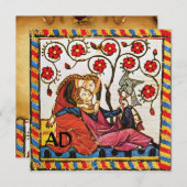 永遠の愛の結婚羊皮紙モノグラム 招待状 (正面/裏面)