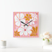 永遠の愛の贈り物時計ロマンスピンクハート スクエア壁時計 (ホーム)