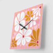 永遠の愛の贈り物時計ロマンスピンクハート スクエア壁時計 (傾斜)