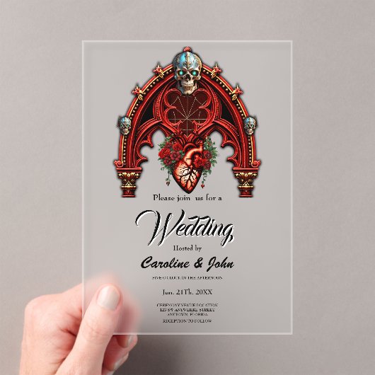 永遠の愛の陰のバラ。 アクリル招待状 (インサイチュ (ポータブル))