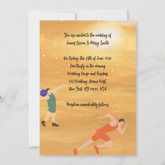 永遠の愛の飛躍:ビーチサイド連合結婚の 招待状 (裏面)