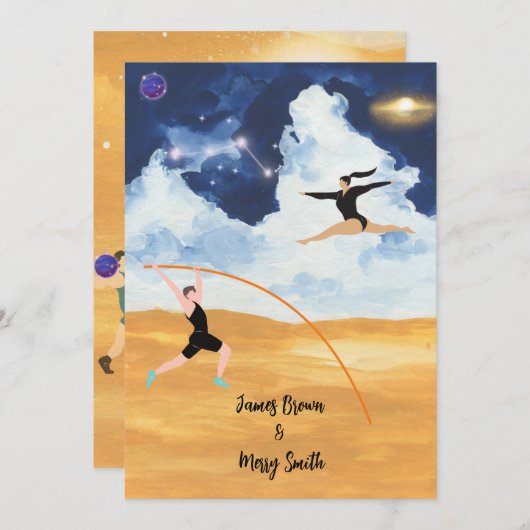 永遠の愛の飛躍:ビーチサイド連合結婚の 招待状 (正面/裏面)