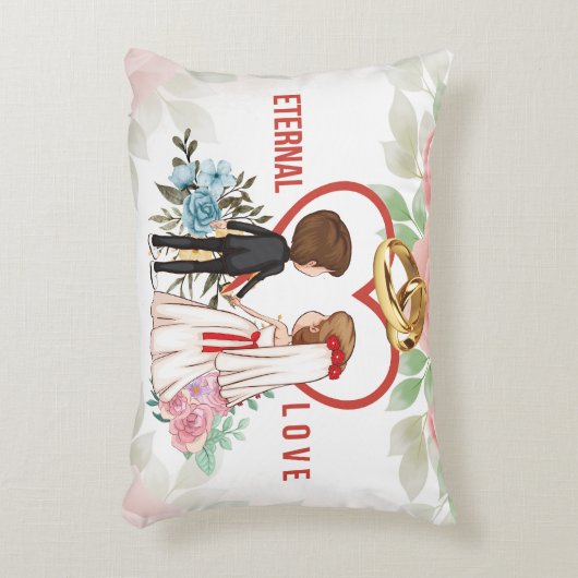 永遠の愛は日付結婚を保存パーソナライズされた アクセントクッション (正面(垂直))