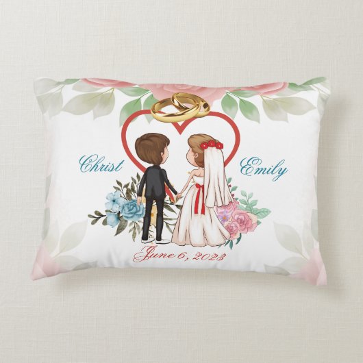 永遠の愛は日付結婚を保存パーソナライズされた アクセントクッション (裏面)