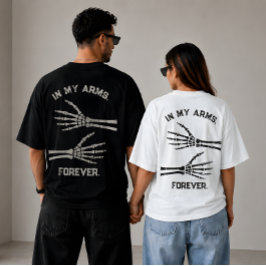 永遠の愛を腕に 骸骨の手のペアTシャツ Tシャツ